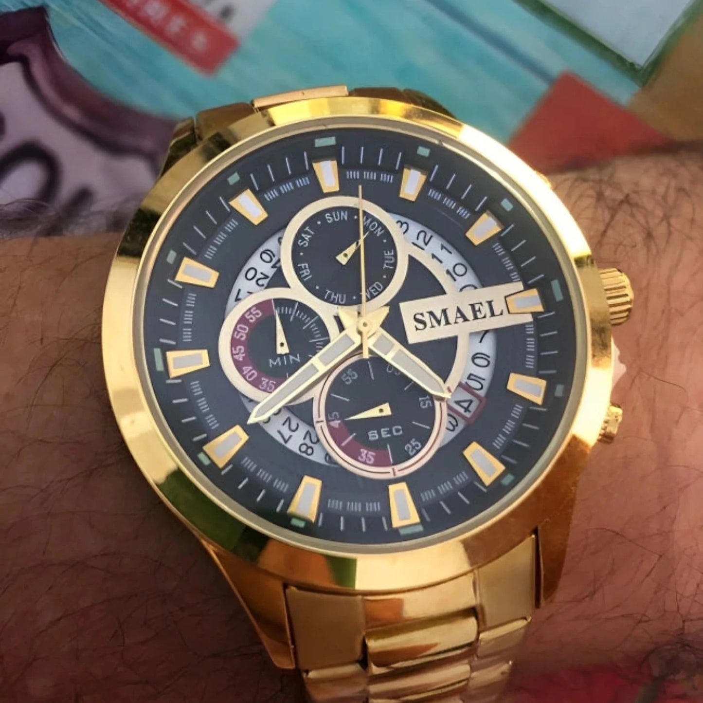 Reloj Smael SL_9619 Cronógrafo Golden