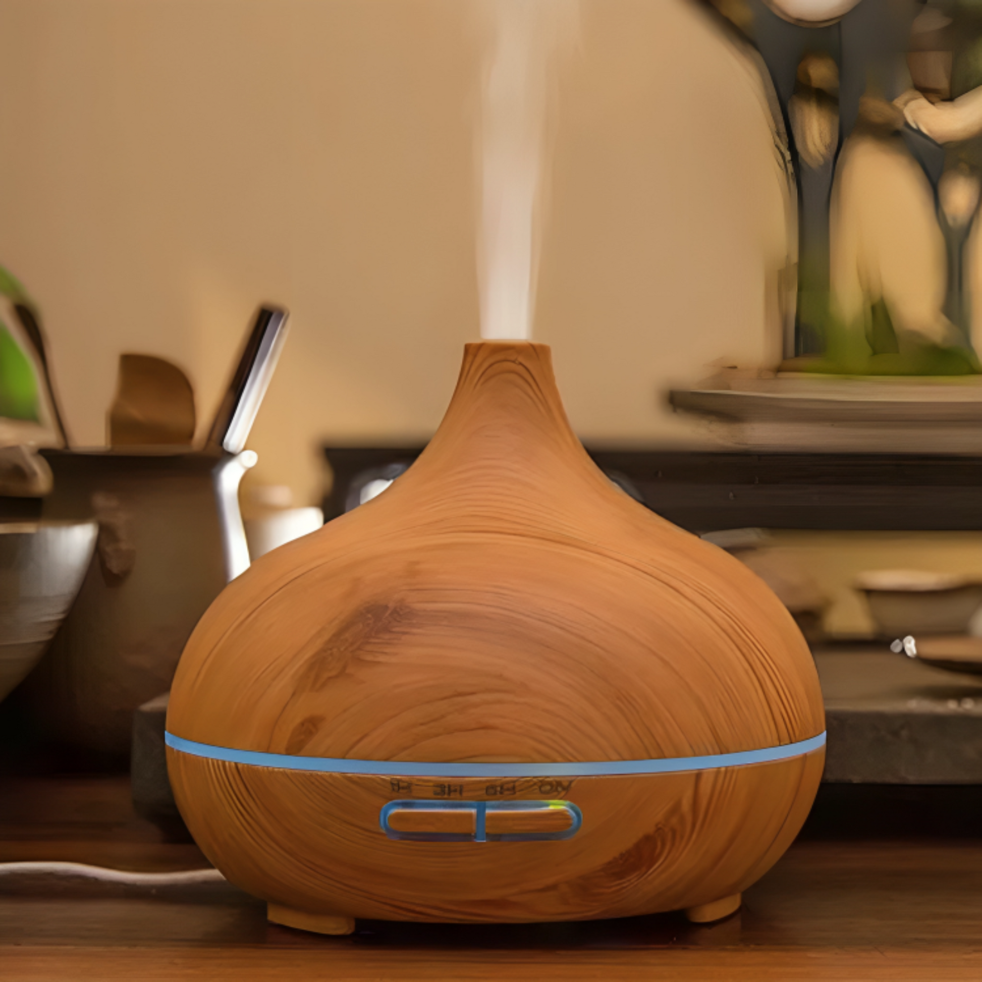 Difusor de Aceite Esencial de Madera con Luz LED