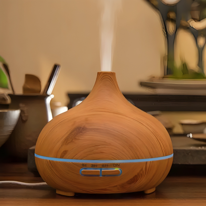 Difusor de Aceite Esencial de Madera con Luz LED