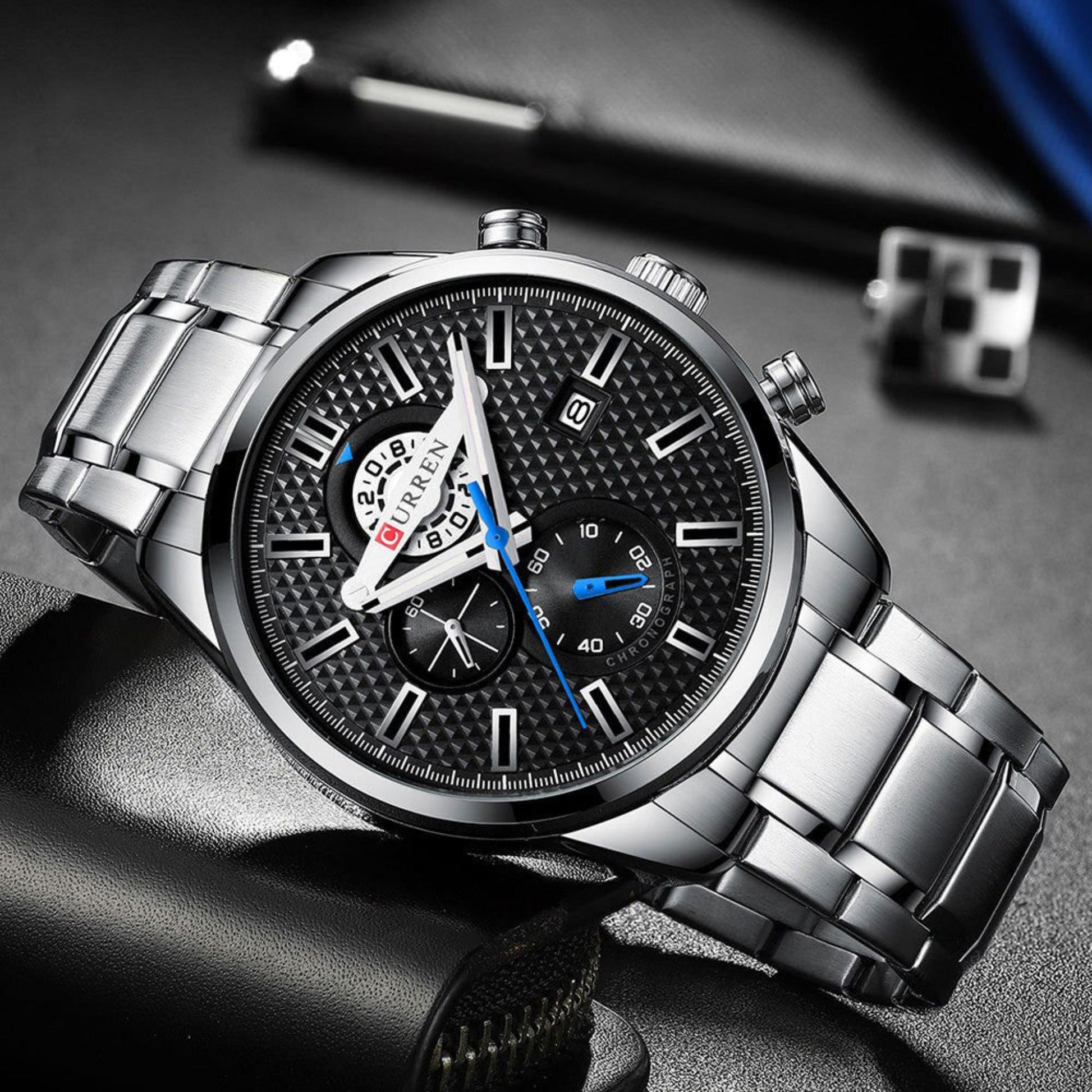Reloj Curren 8352 Black Silver